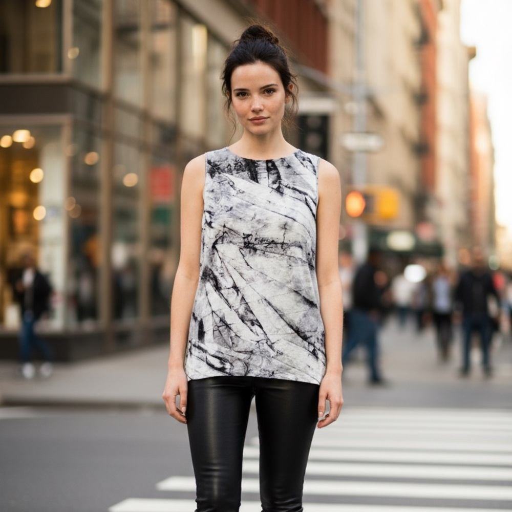 Helmut Lang Marble Print Sleeveless Top | Made in USA | P roughly a XS